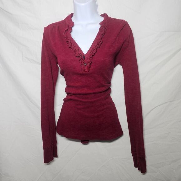 Ralph Lauren Tops - Vintage y2k grunge whismical bela swan ruffle bust henley tee